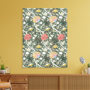 Morris Cray Vintage Blossom Floral Design Green Canvas Print