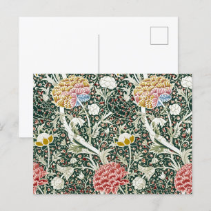 Morris Cray Vintage Blossom Floral Design Green Postcard
