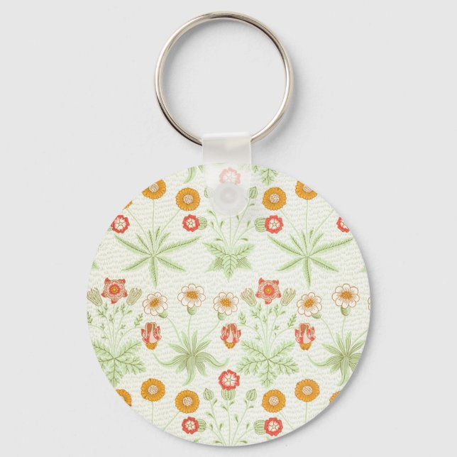 Morris Daisy, Classic Victorian Floral Pattern Key Ring (Front)