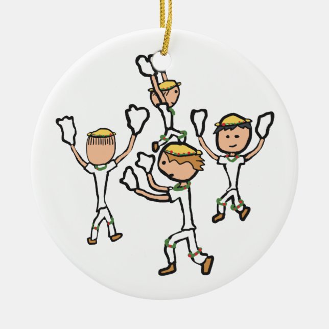 Morris Dancing Ceramic Tree Decoration (Front)