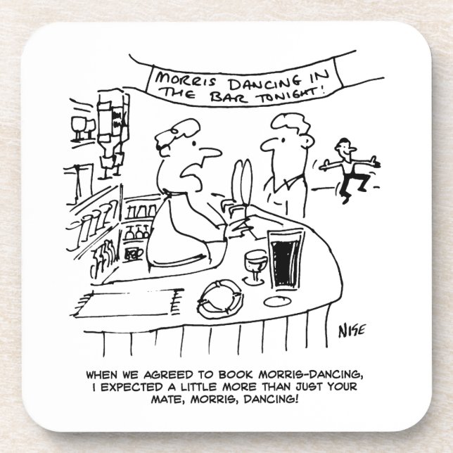 Morris Dancing in Pub. Traditional Morris Dancing Coaster (Front)