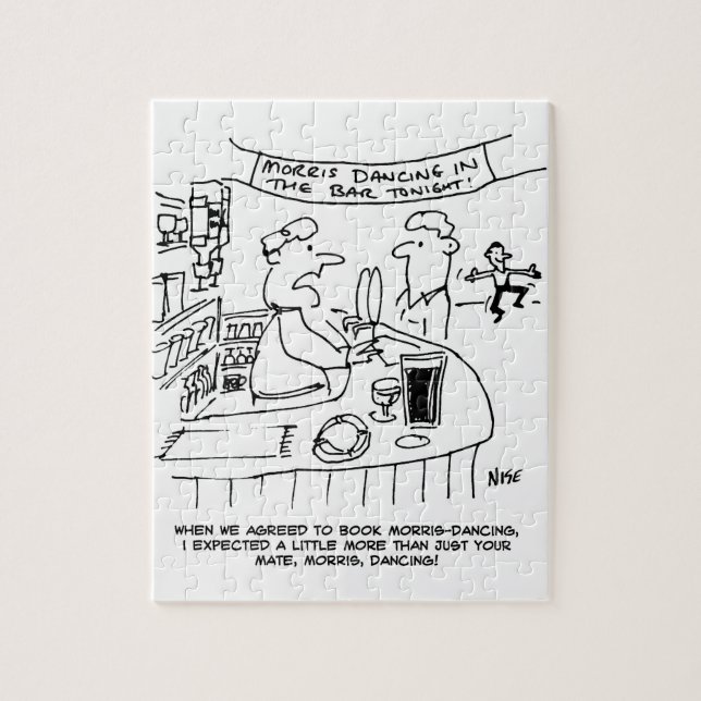 Morris Dancing in Pub. Traditional Morris Dancing Jigsaw Puzzle (Vertical)