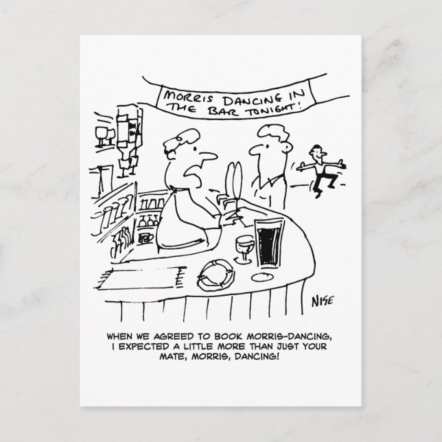 Morris Dancing in Pub. Traditional Morris Dancing Postcard (Front)