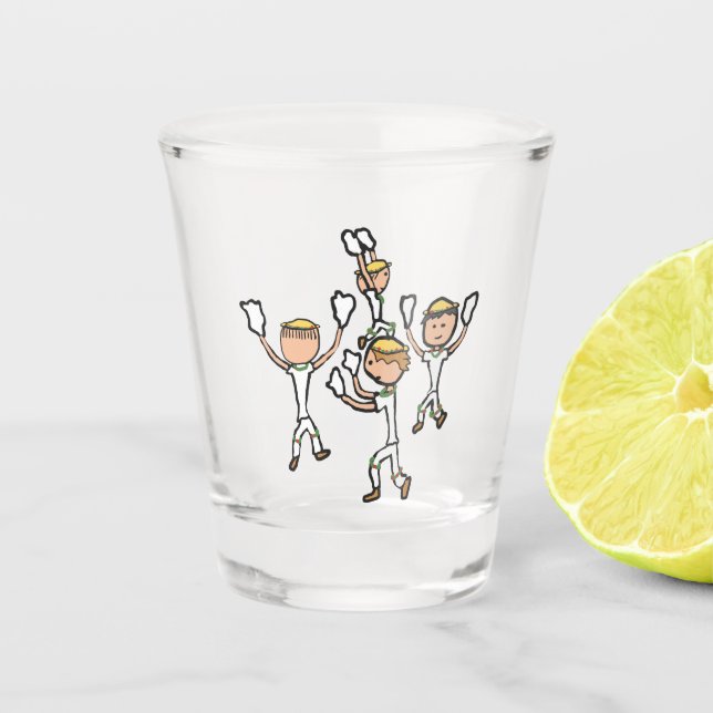 Morris Dancing Shot Glass (Front)