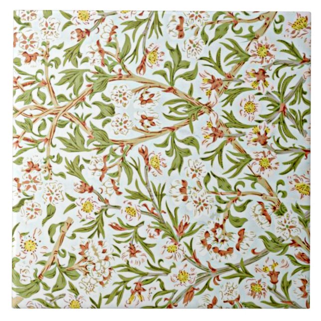 Morris - Delicate Floral Blossom Pattern Tile (Front)