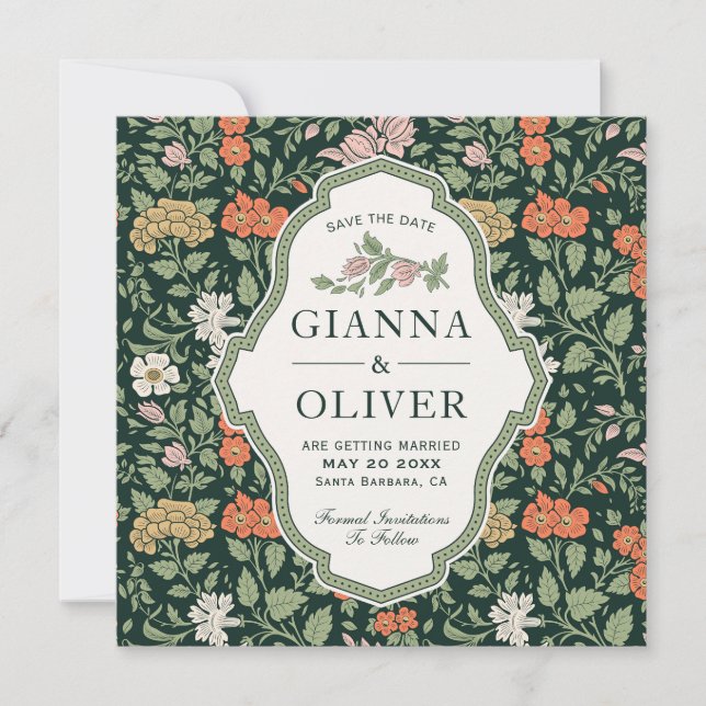 Morris Floral Garden Wedding Save The Date Card (Front)