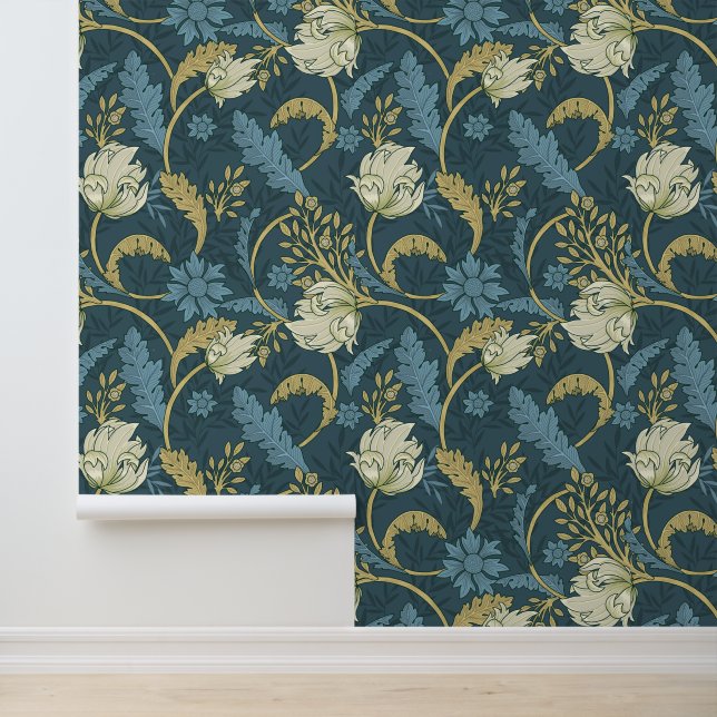 Morris Garden Blue & Ivory Wallpaper (Application)