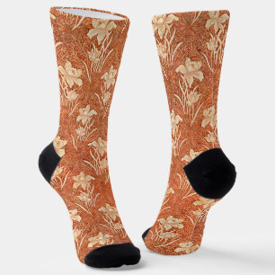 Morris - Golden Background Vintage Flower Pattern Socks