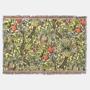 Morris Golden Lily Pattern Rugs Throw Blanket