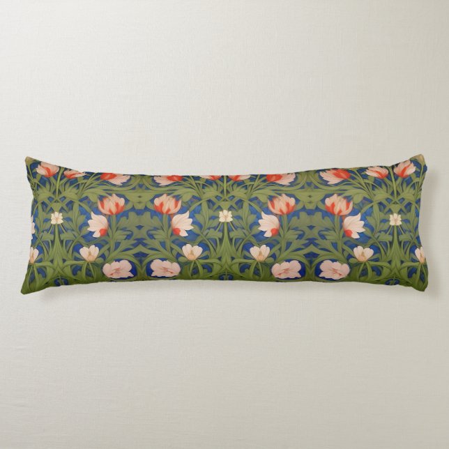 Morris inspired art pattern art nouveau body cushion (Front)