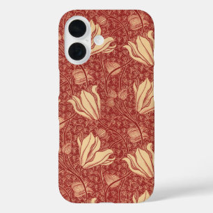 Morris Inspired Lily Flower Botanical Red Textile  iPhone 16 Case