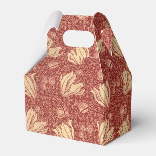 Morris Inspired Lily Flower Botanical Red Textile Favour Box