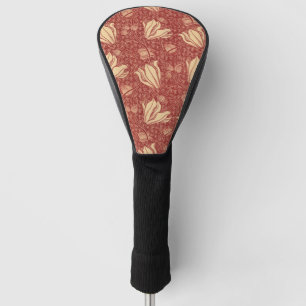 Morris Inspired Lily Flower Botanical Red Textile  Golf Head Cover