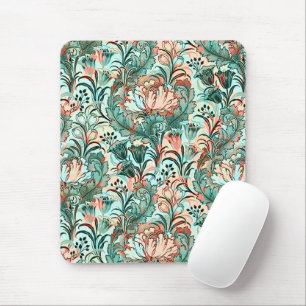 Morris Inspired Tulips,Peonies,Acanthus Green Mouse Pad