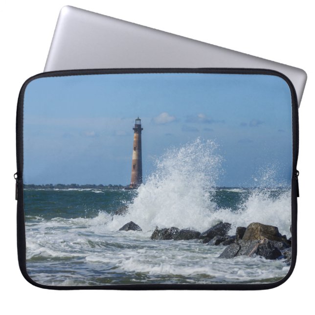 Morris Island Lighthouse Splash Laptop Sleeve (Front)