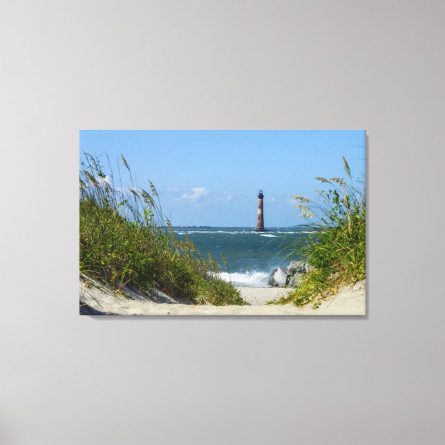 Morris Island Lighthouse Walkway Canvas Print (Front)