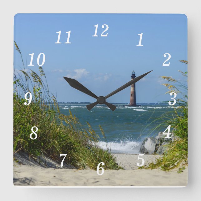 Morris Island Lighthouse Walkway Square Wall Clock (Front)