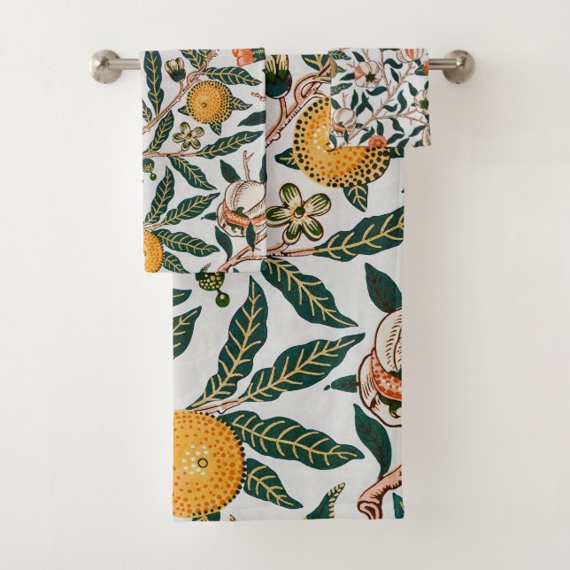 Morris Light Background Antique Pomegrana Pattern Bath Towel Set (Insitu)