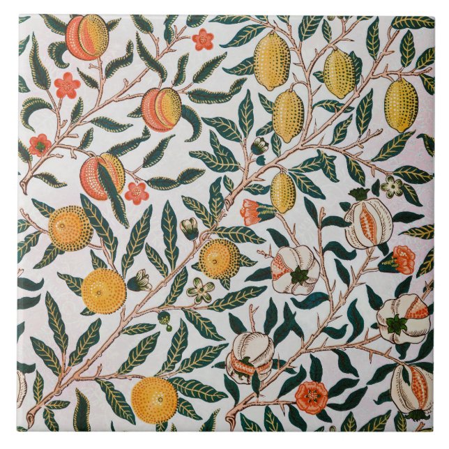 Morris Light Background Antique Pomegrana Pattern Tile (Front)