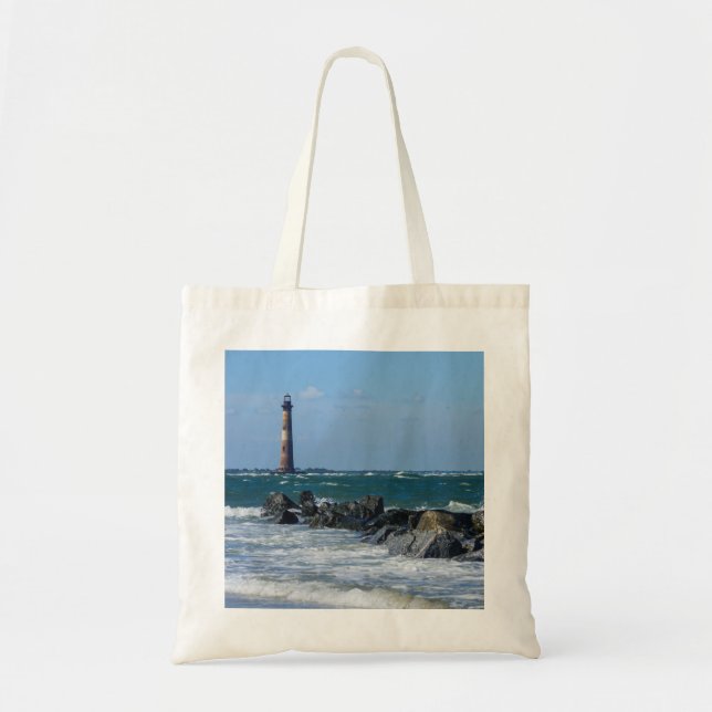 Morris Lighthouse Folly Beach Tote Bag (Front)