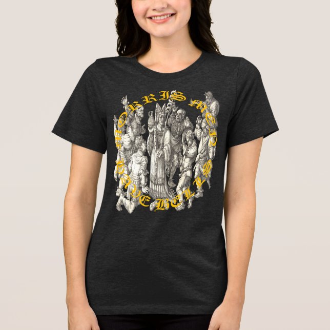 Morris Men Have Bells Mediaeval Art Ancient Text Tri-Blend Shirt (Front)