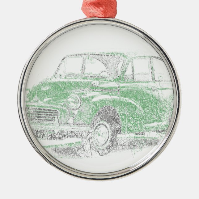 Morris Minor (Biro) Metal Tree Decoration (Front)