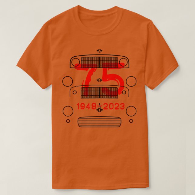 Morris Minor classic cars evolution 75th anniversa T-Shirt (Design Front)