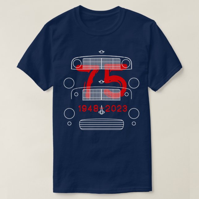 Morris Minor classic cars evolution 75th anniversa T-Shirt (Design Front)