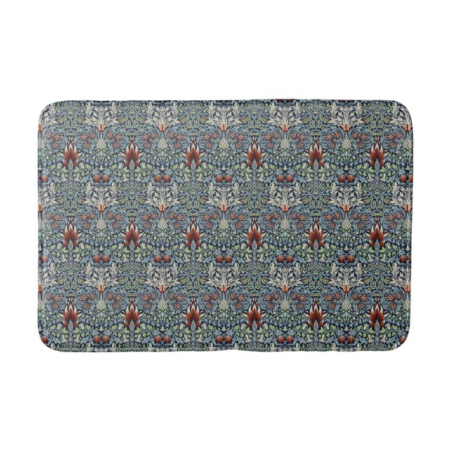 Morris Navy Blue Snakeshead Floral Wallpaper Bath Mat (Front)
