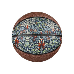 Morris Navy Blue Snakeshead Floral Wallpaper Mini Basketball
