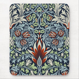 Morris Navy Blue Snakeshead Floral Wallpaper Mouse Pad