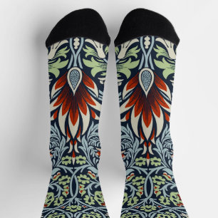 Morris Navy Blue Snakeshead Floral Wallpaper Socks