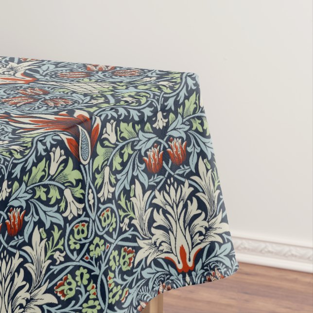 Morris Navy Blue Snakeshead Floral Wallpaper Tablecloth (In Situ)