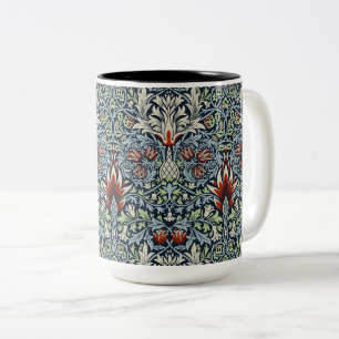 Morris Navy Blue Snakeshead Floral Wallpaper Two-Tone Coffee Mug