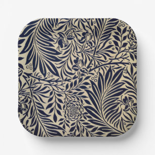 Morris - Spray - Navy Blue and neutral Paper Plate
