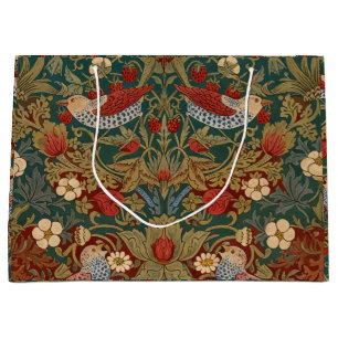 Morris - Strawberry Thief #2 Floral Pattern Large Gift Bag