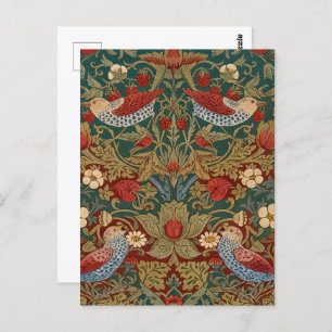 Morris - Strawberry Thief #2 Floral Pattern Postcard