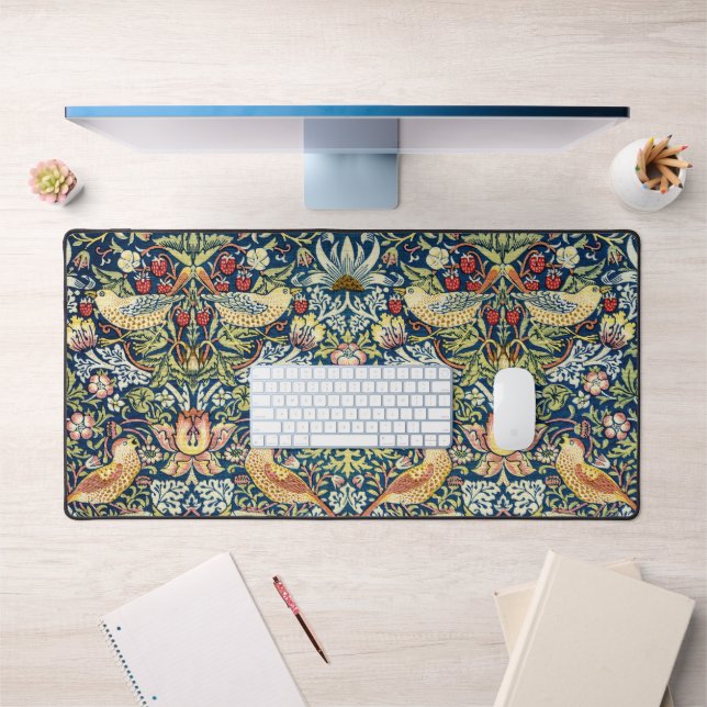 Morris - Strawberry Thief Bird & Floral Pattern Desk Mat (Office 1)