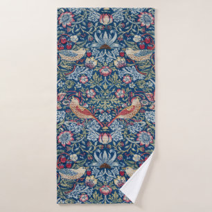 Morris Strawberry Thief Classic Indigo Blue Fine Bath Towel Set