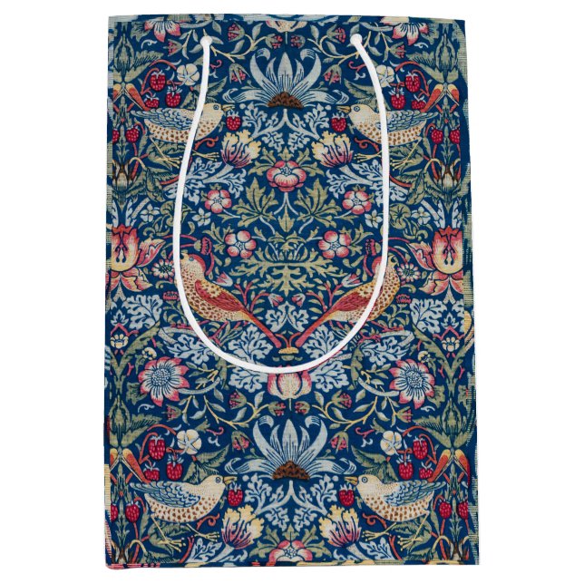 Morris Strawberry Thief Classic Indigo Blue Fine Medium Gift Bag (Front)