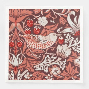 Morris Strawberry Thief Close-up Vintage Red Napkin