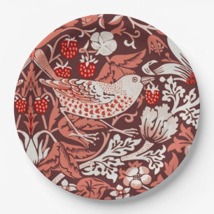 Morris Strawberry Thief Close-up Vintage Red Paper Plate