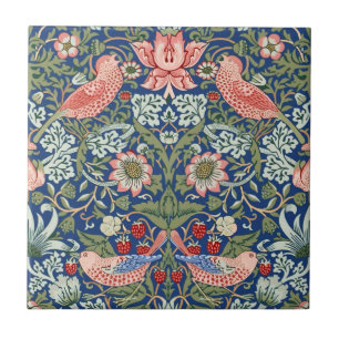 Morris Strawberry Thief Floral Pattern Blue Green Tile