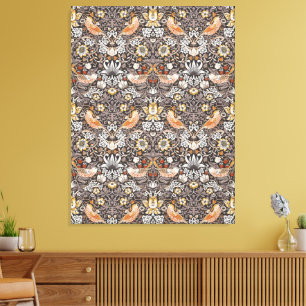 Morris Strawberry Thief Floral Pattern Earth Tones Canvas Print