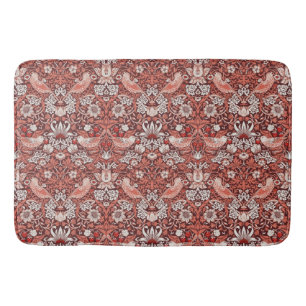 Morris Strawberry Thief Floral Pattern Vintage Red Bath Mat