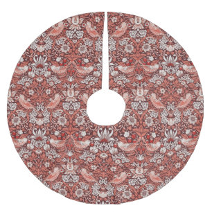 Morris Strawberry Thief Floral Pattern Vintage Red Brushed Polyester Tree Skirt