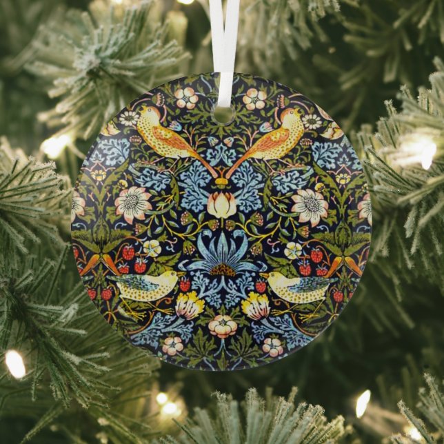 Morris - Strawberry Thief Glass Tree Decoration (Insitu)