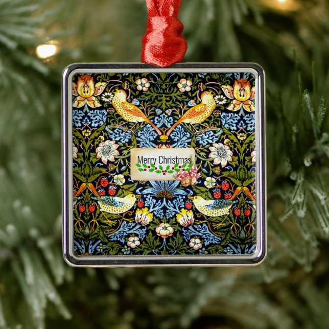Morris - Strawberry Thief, Merry Christmas, Metal Tree Decoration (Tree)