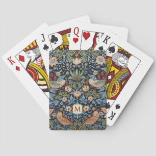 Morris Strawberry Thief Pattern with Monogram Playing Cards