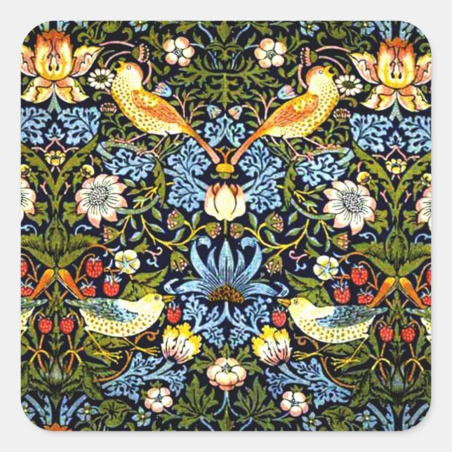 Morris - Strawberry Thief Square Sticker (Front)